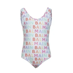 BM White Multi Logo Swimsuit