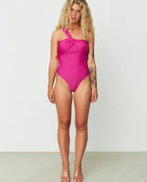 Cras Class Fuchsia Asymmetric Swimsuit