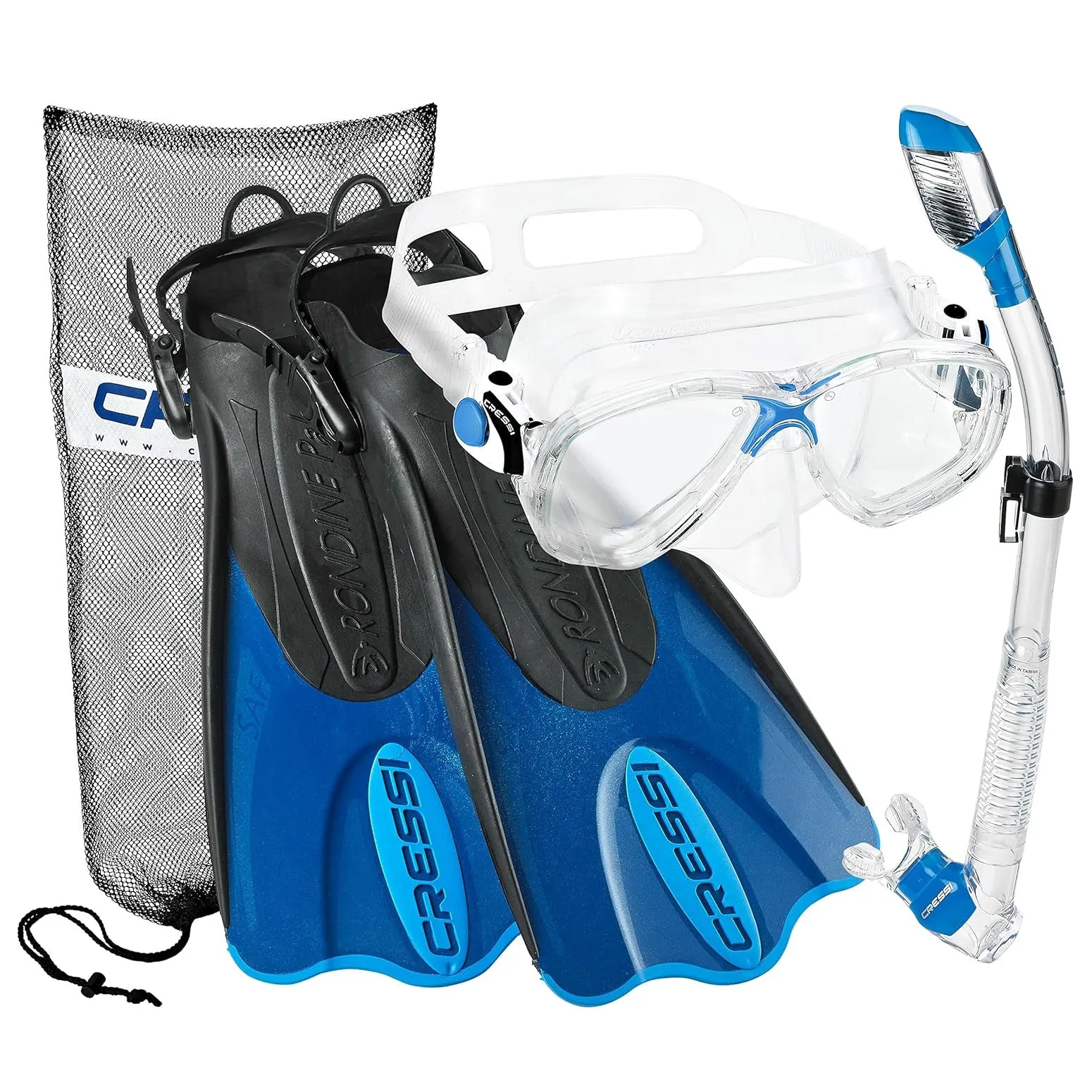 Cressi Marea Mask - Supernova Dry Snorkel - Palau SAF Fins Snorkel Set