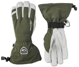 Hestra Mens Ski Gloves Army Leather Heli Ski 5 Finger Olive