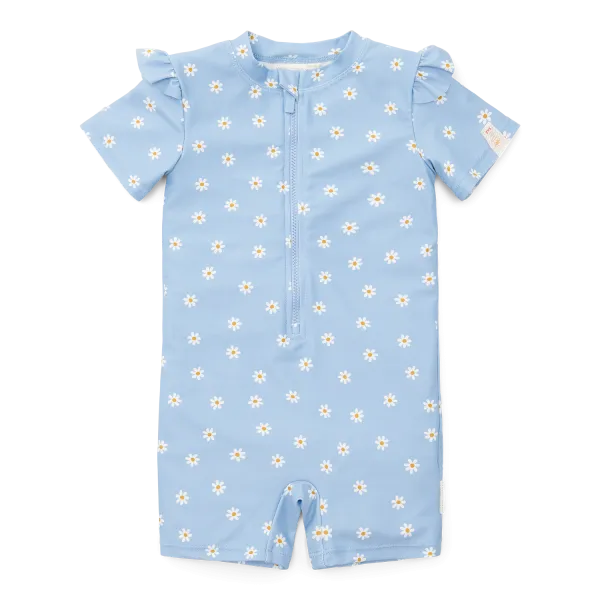 LD Swimsuit Short Sleeve Daisy Blue