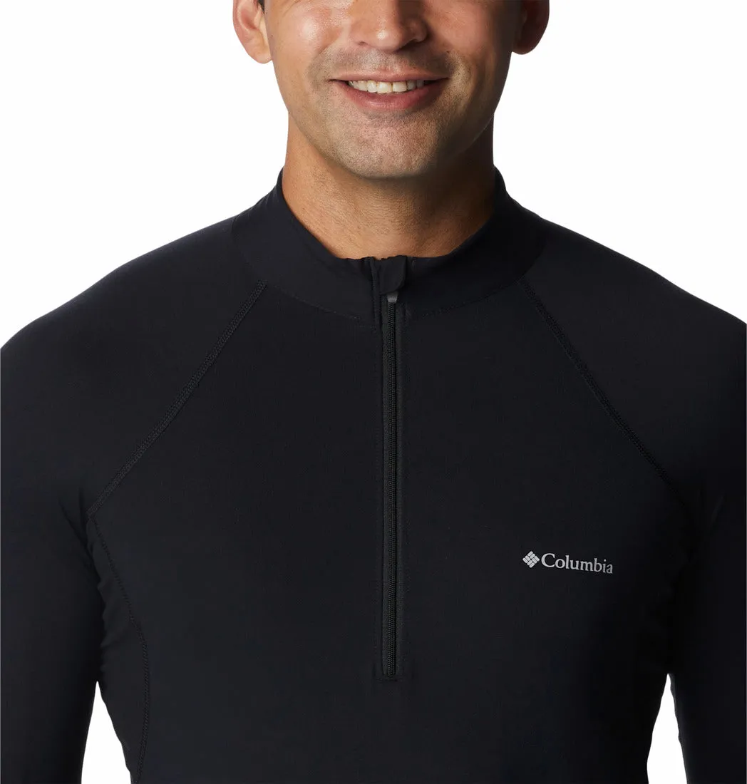 MEN'S MIDWEIGHT STRETCH LONG SLEEVE OMNI-HEAT HALF ZIP TOP - BLACK