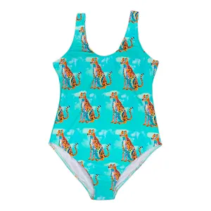 Shimmering Cheetah Women's One Piece Sleeveless Swimsuit