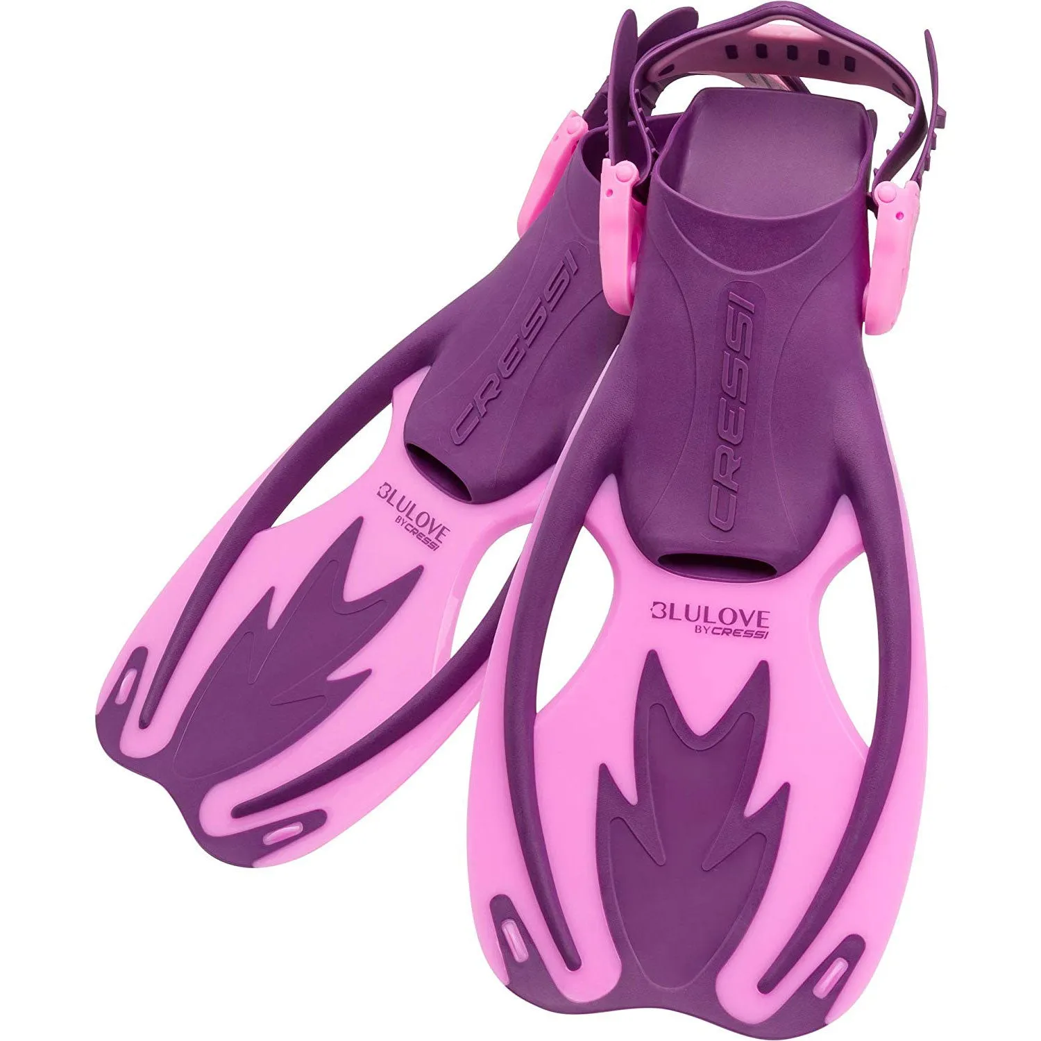 Used Cressi Junior Rocks Mask Fin Snorkel SET-Pink / Purple-SMMD