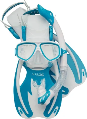 Used Cressi Junior Rocks Mask Fin Snorkel SET-White / Blue-SMMD